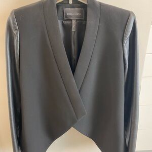 BCBGMaxAzria Black Blazer with Leather Sleeves